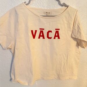 Madewell “VACA” Graphic Crop Tee Cream Size M